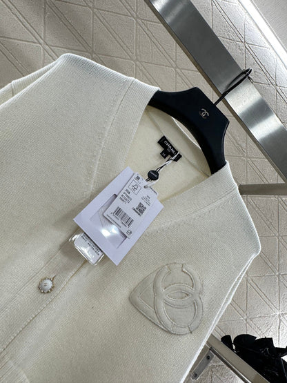 25fw new double C heart letter wool knitted cardigan