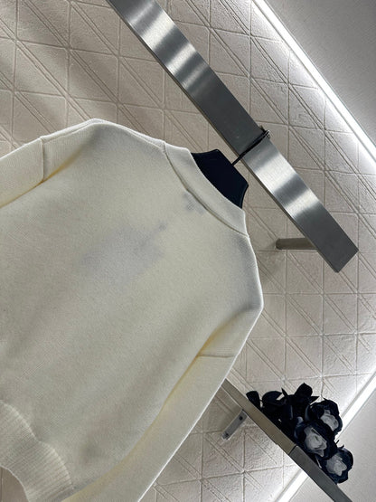 25fw new double C heart letter wool knitted cardigan