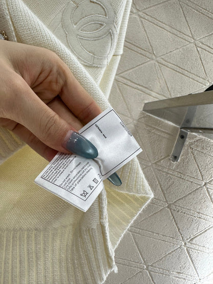 25fw new double C heart letter wool knitted cardigan