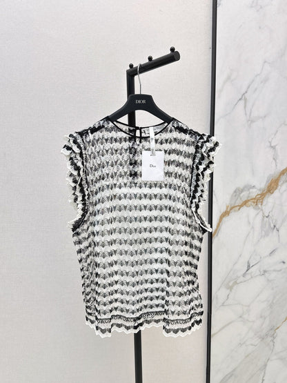 25fw new striped lace vest