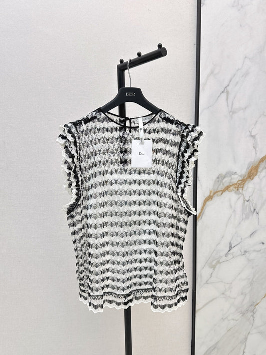 25fw new striped lace vest