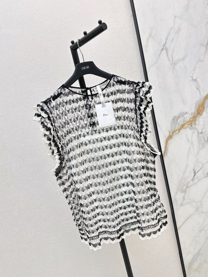 25fw new striped lace vest