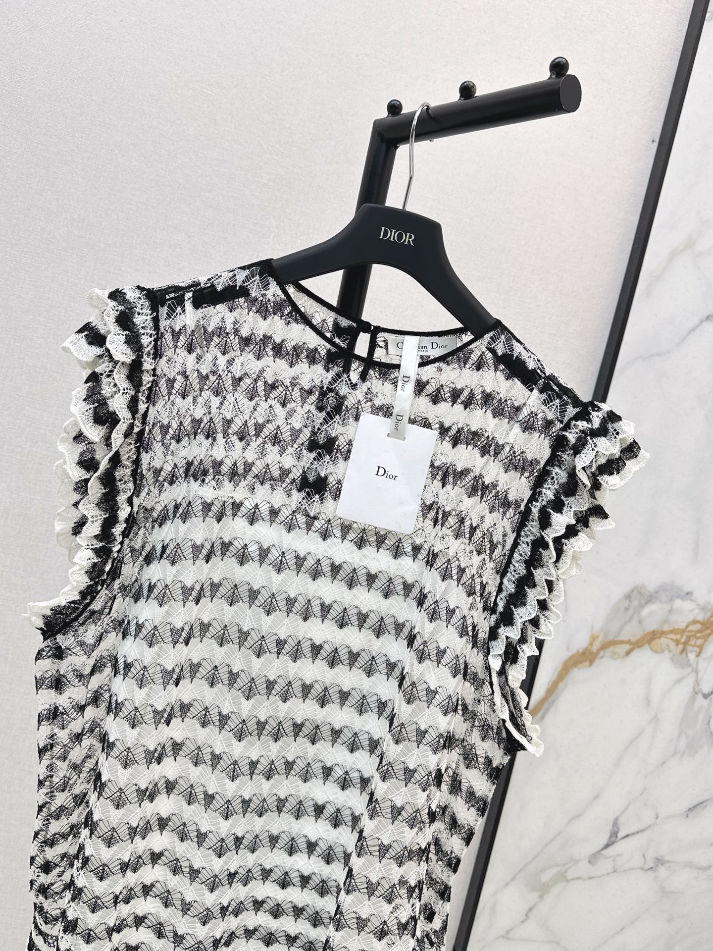 25fw new striped lace vest