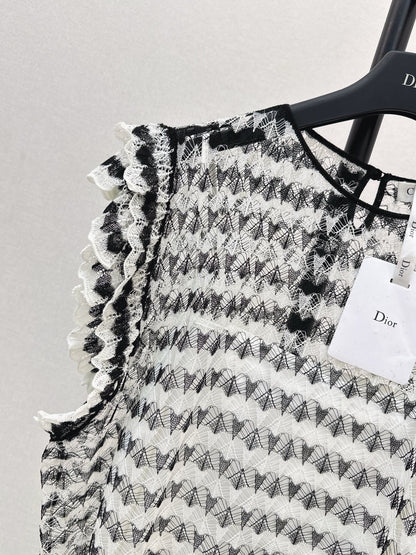 25fw new striped lace vest