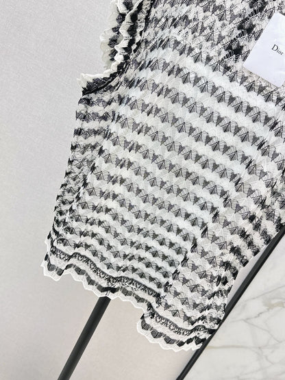 25fw new striped lace vest