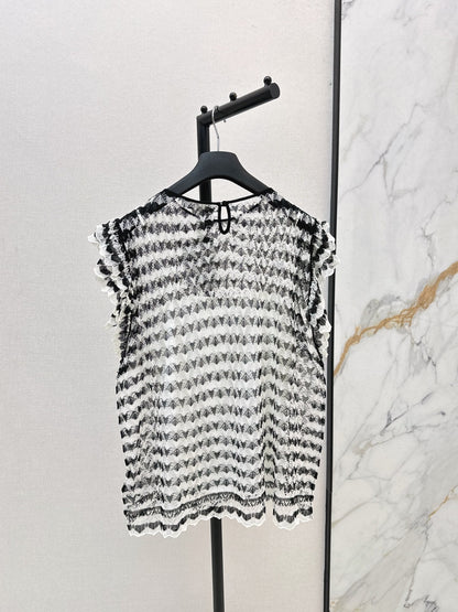 25fw new striped lace vest