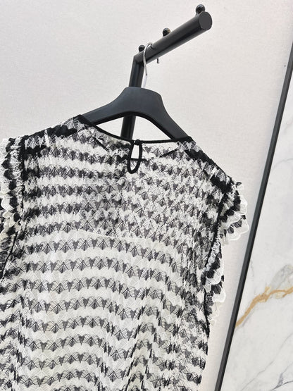 25fw new striped lace vest