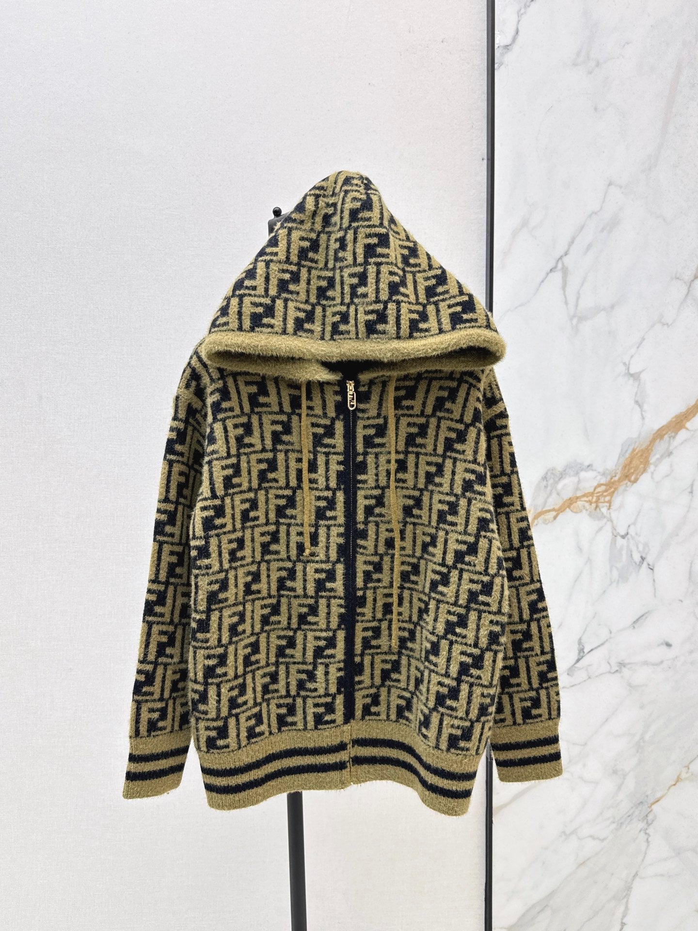25fw new retro monogram hooded cardigan