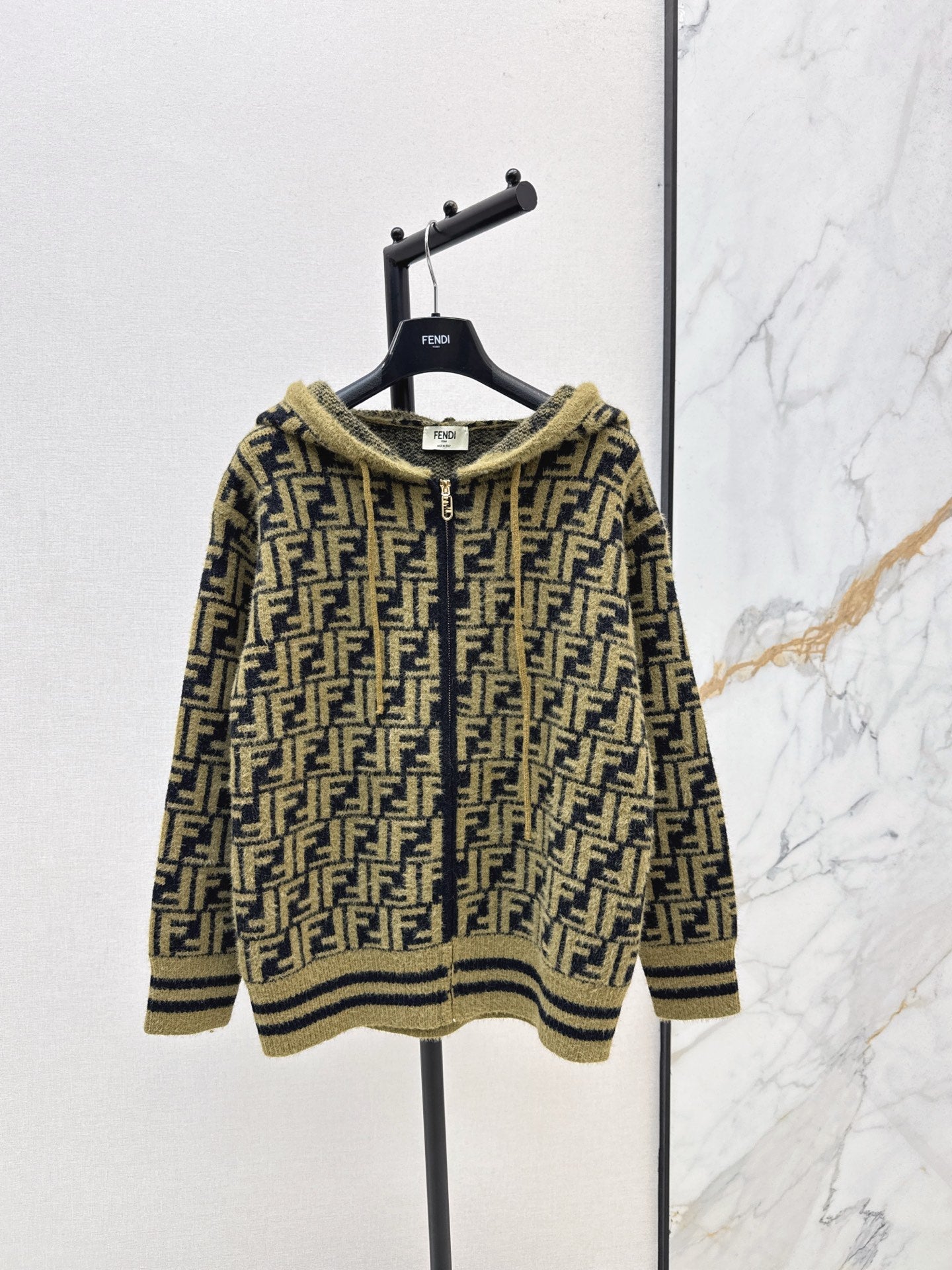 25fw new retro monogram hooded cardigan