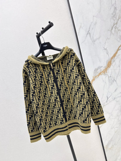 25fw new retro monogram hooded cardigan