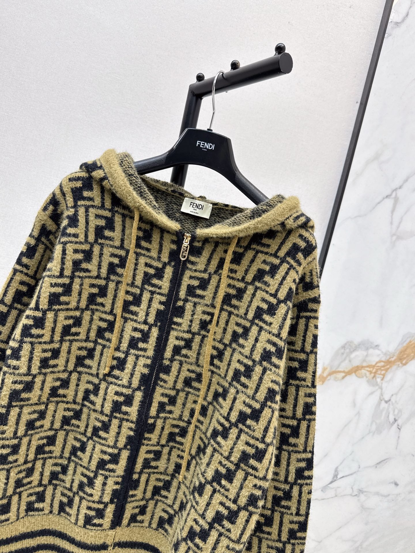 25fw new retro monogram hooded cardigan