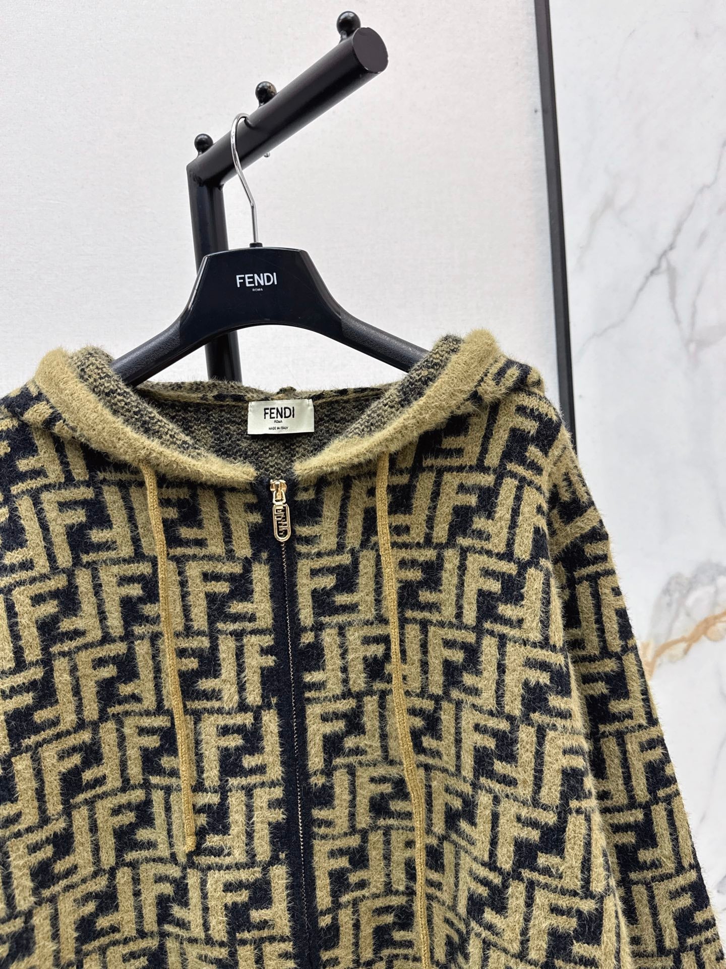 25fw new retro monogram hooded cardigan