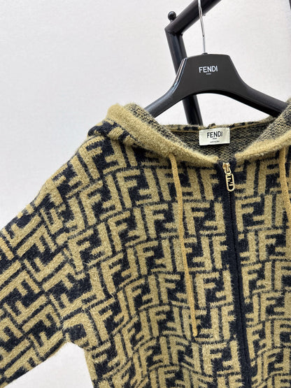 25fw new retro monogram hooded cardigan
