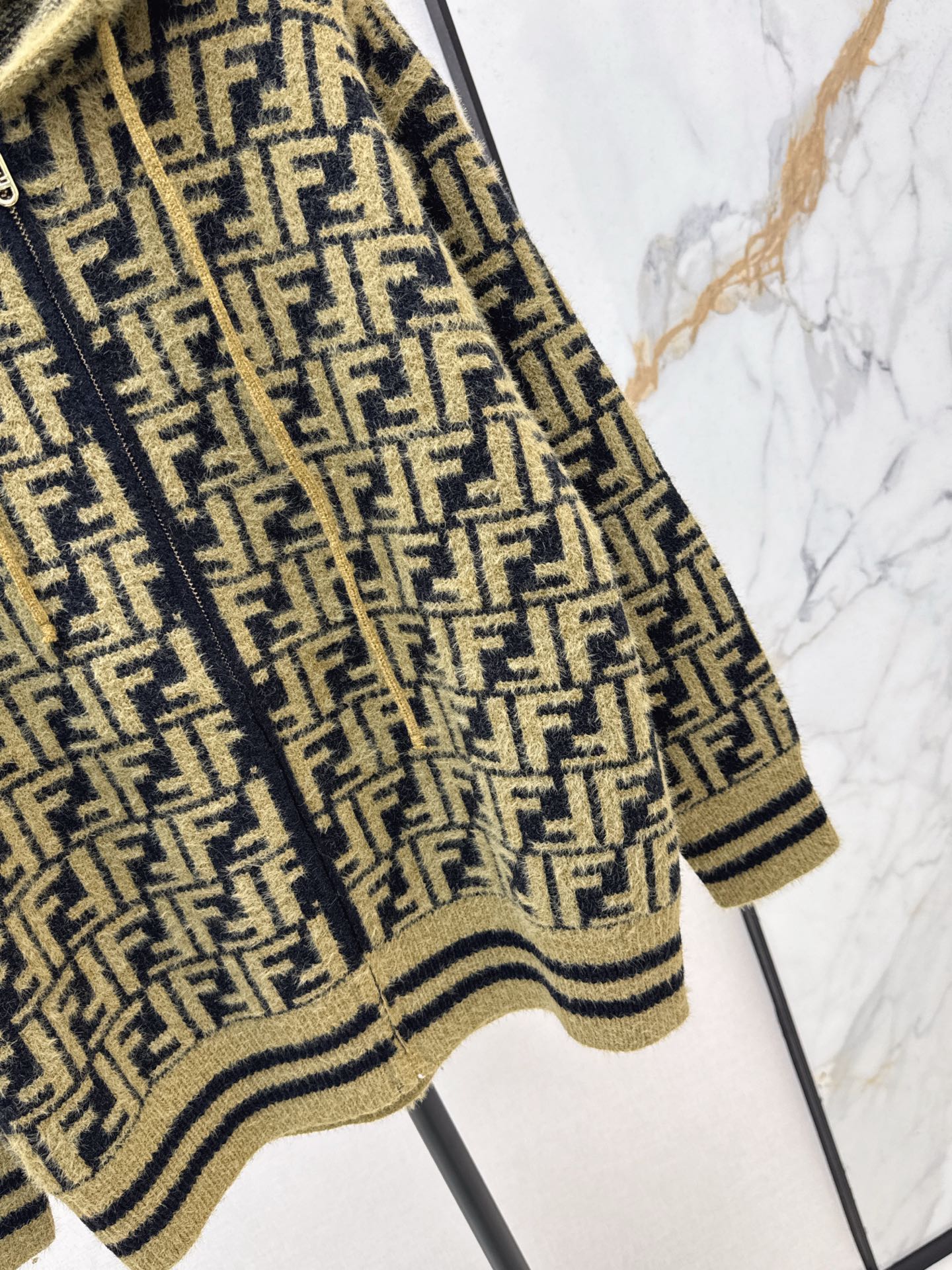 25fw new retro monogram hooded cardigan