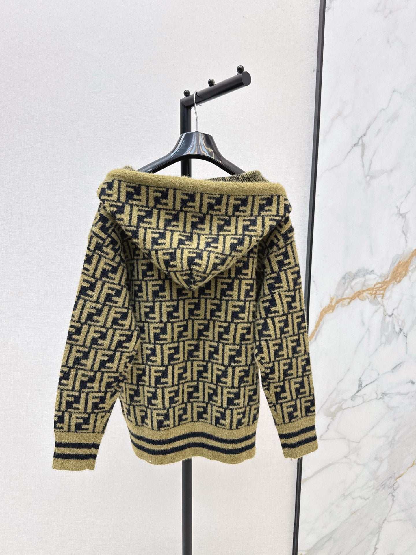25fw new retro monogram hooded cardigan