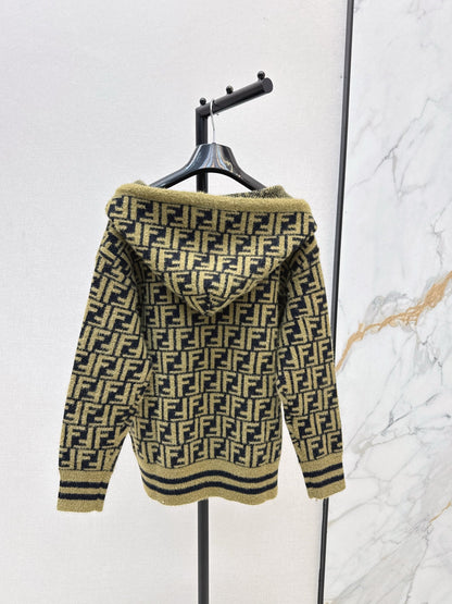 25fw new retro monogram hooded cardigan