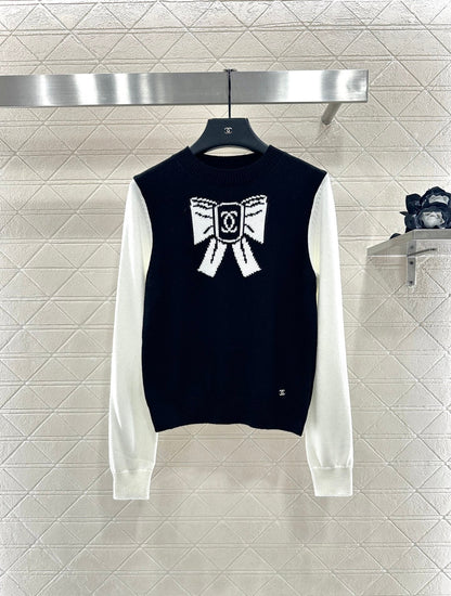 25fw new raglan bow wool knitted sweater