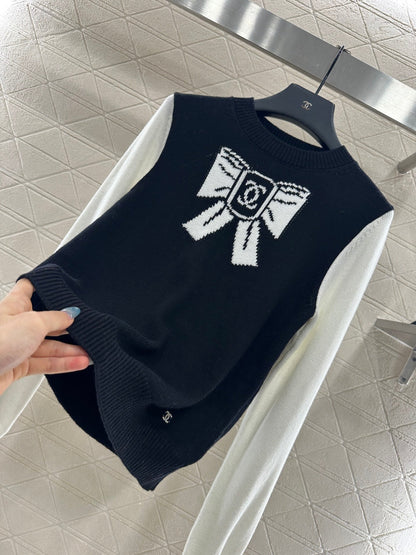 25fw new raglan bow wool knitted sweater