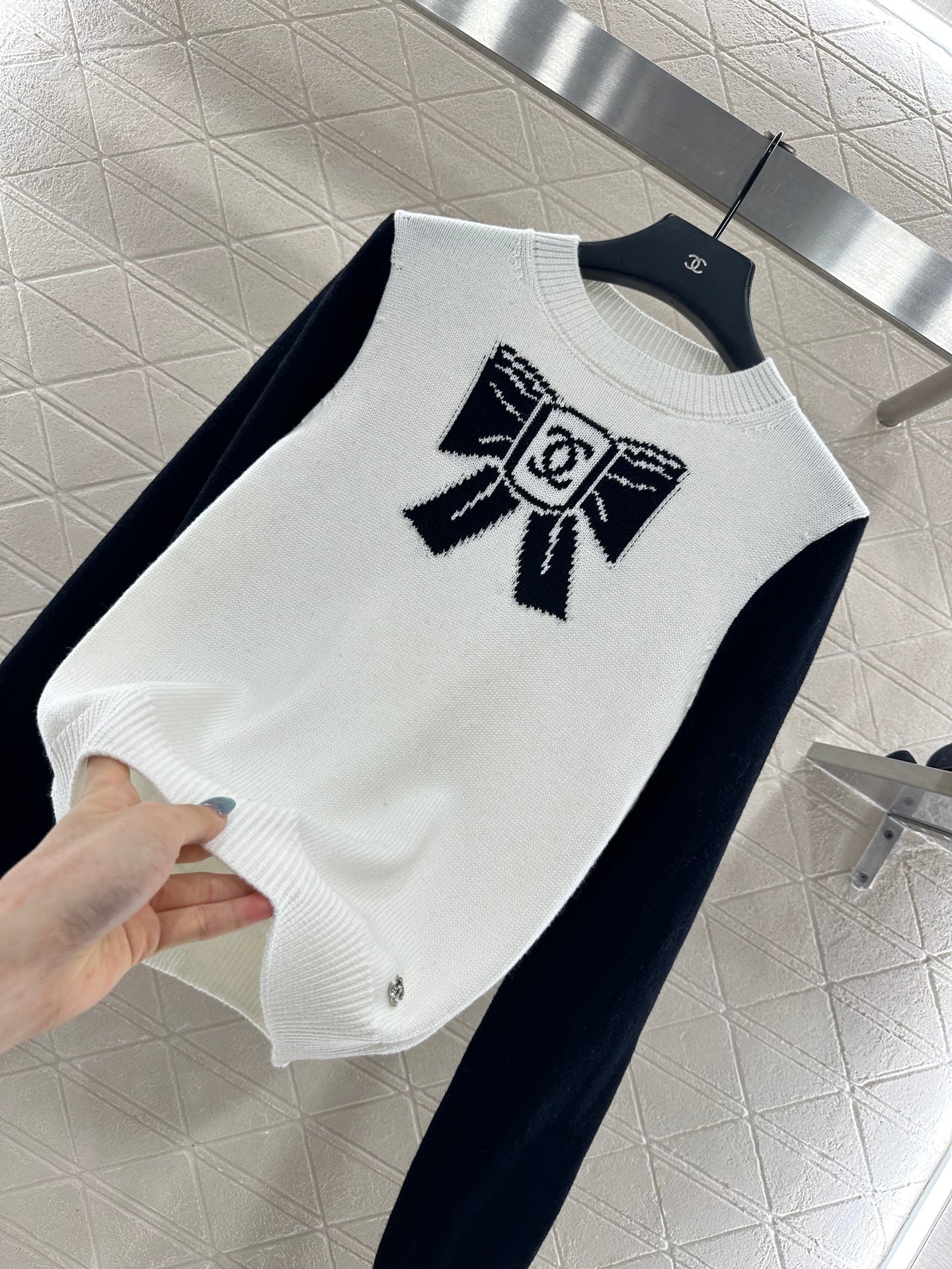 25fw new raglan bow wool knitted sweater