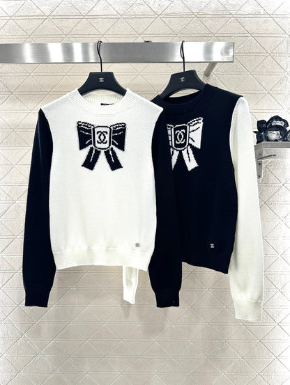 25fw new raglan bow wool knitted sweater