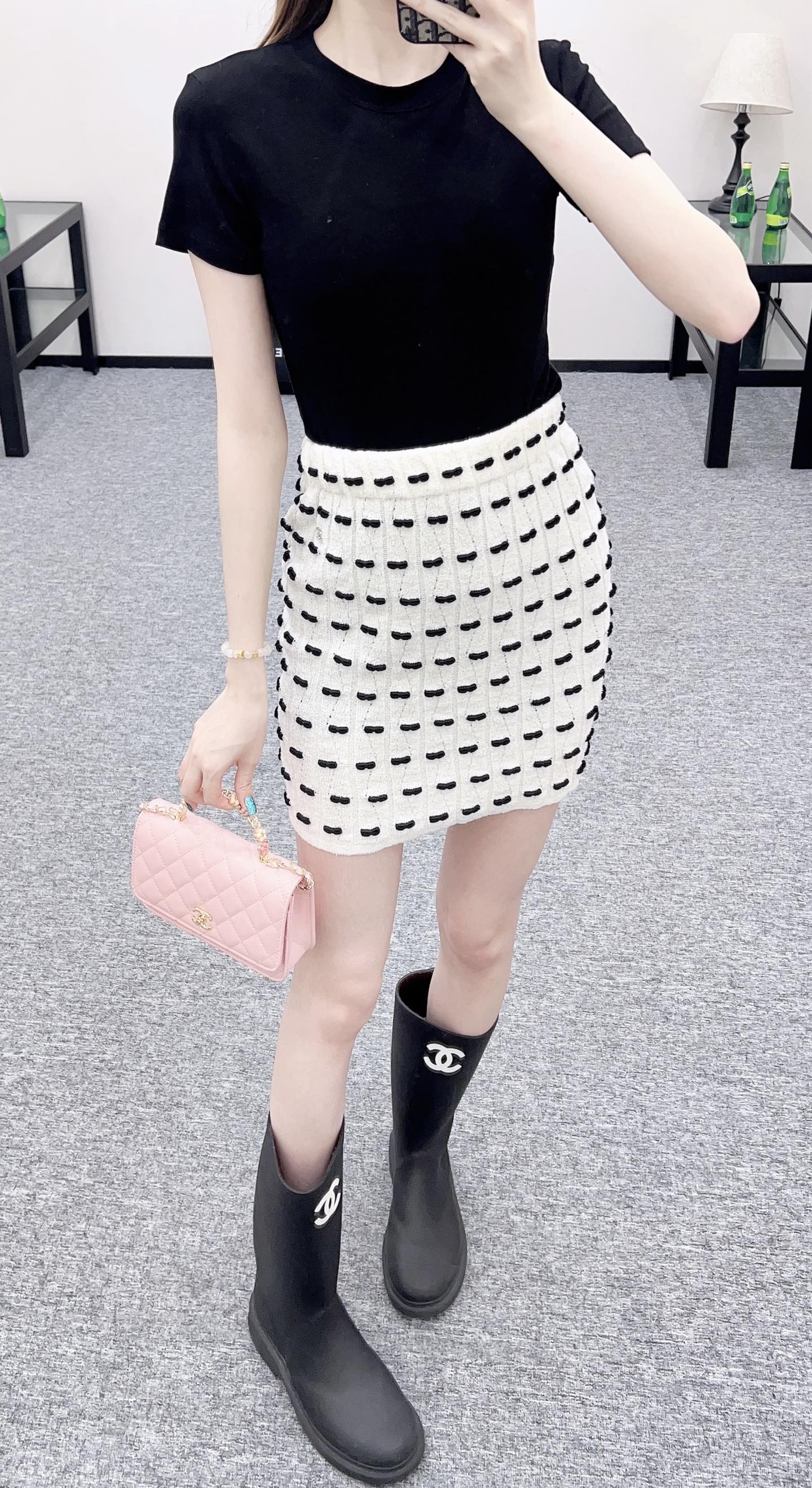 25fw new bow knitted skirt