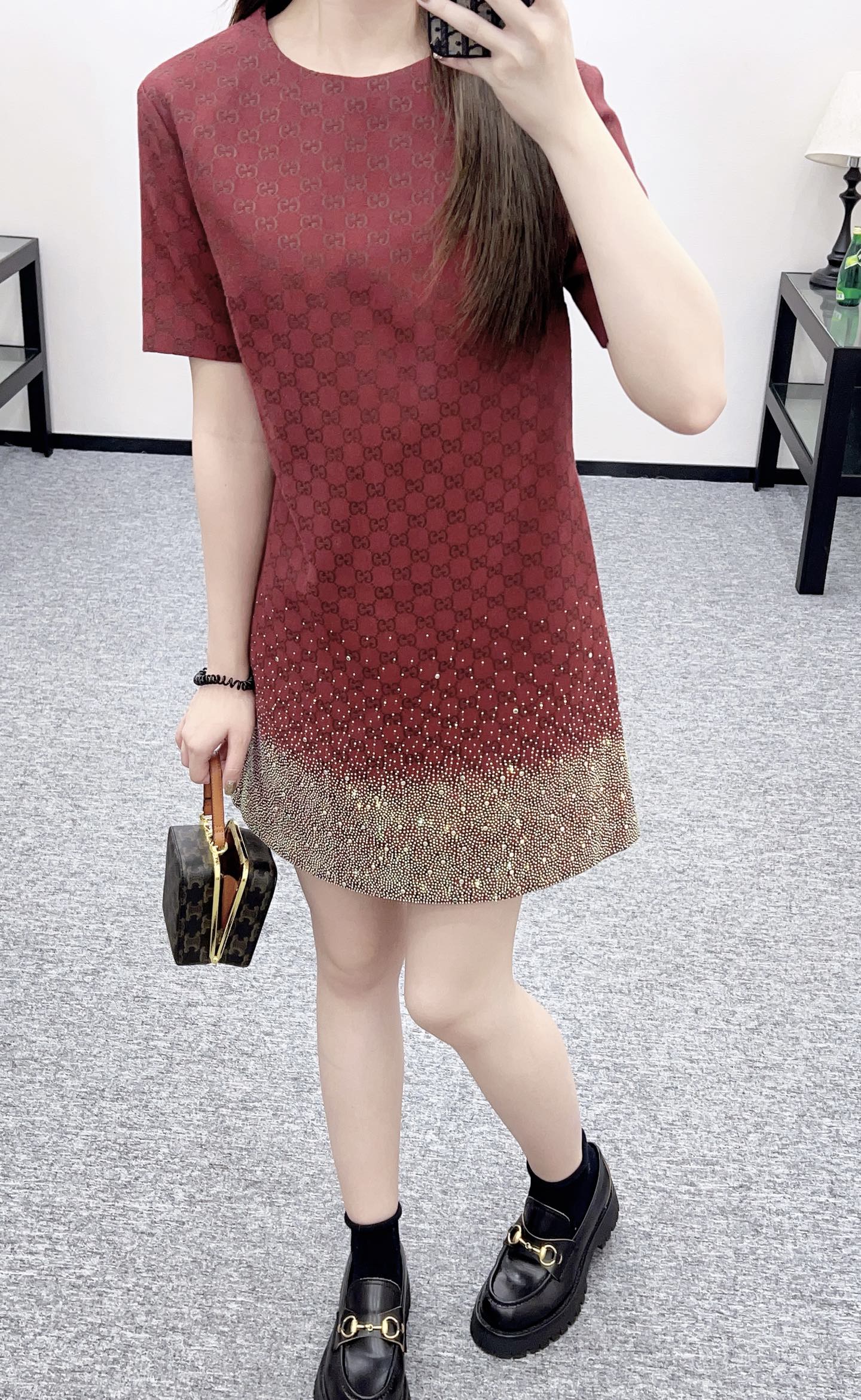 25fw new heavy hot diamond jacquard dress