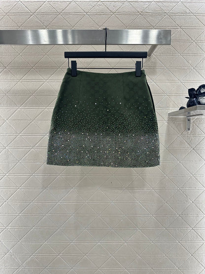 25fw new hot diamond cotton jacket and short skirt suit