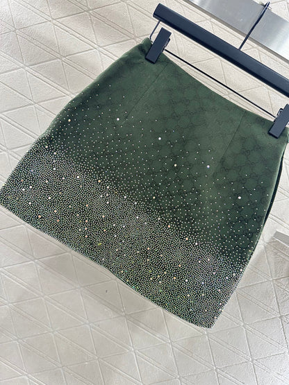 25fw new hot diamond cotton jacket and short skirt suit