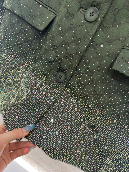 25fw new hot diamond cotton jacket and short skirt suit