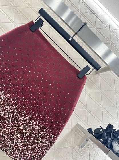 25fw new hot diamond cotton jacket and short skirt suit