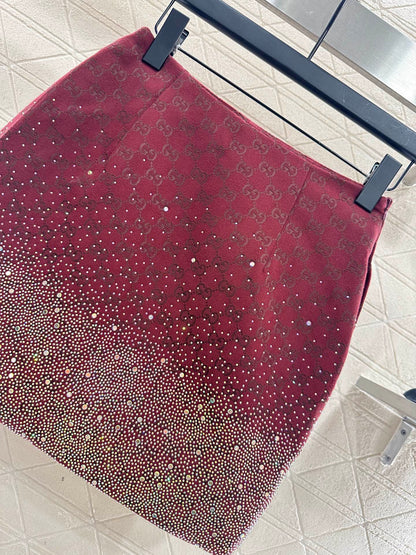 25fw new hot diamond cotton jacket and short skirt suit