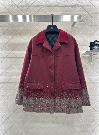 25fw new hot diamond cotton jacket and short skirt suit