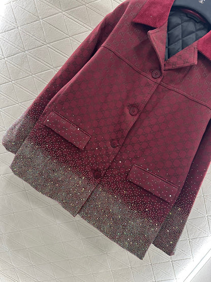 25fw new hot diamond cotton jacket and short skirt suit