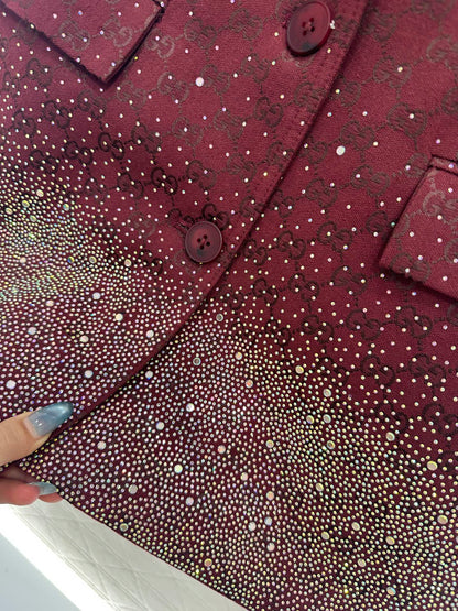 25fw new hot diamond cotton jacket and short skirt suit