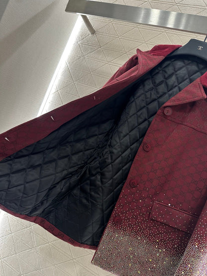 25fw new hot diamond cotton jacket and short skirt suit