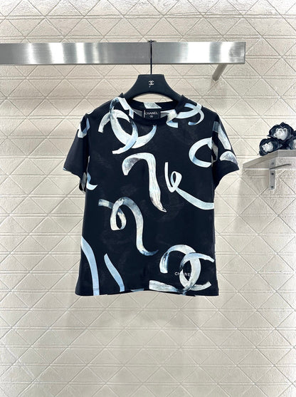 25fw new letter ribbon round neck T-shirt