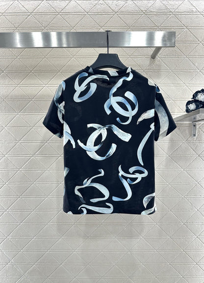 25fw new letter ribbon round neck T-shirt