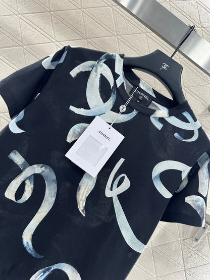 25fw new letter ribbon round neck T-shirt