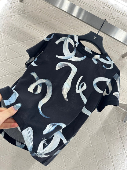 25fw new letter ribbon round neck T-shirt