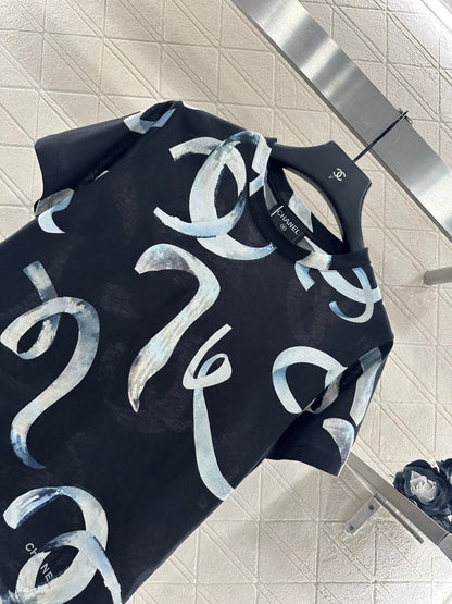 25fw new letter ribbon round neck T-shirt