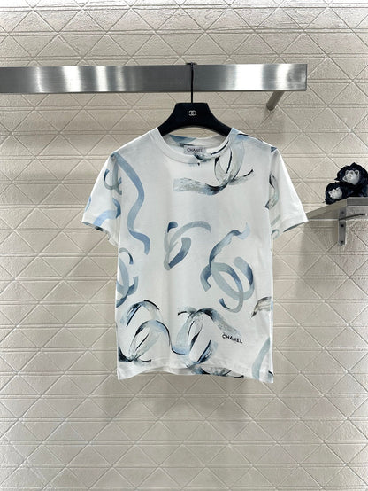 25fw new letter ribbon round neck T-shirt