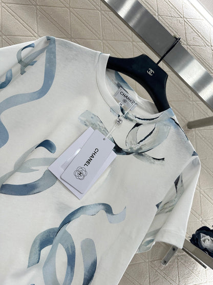 25fw new letter ribbon round neck T-shirt