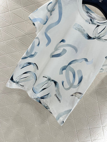 25fw new letter ribbon round neck T-shirt