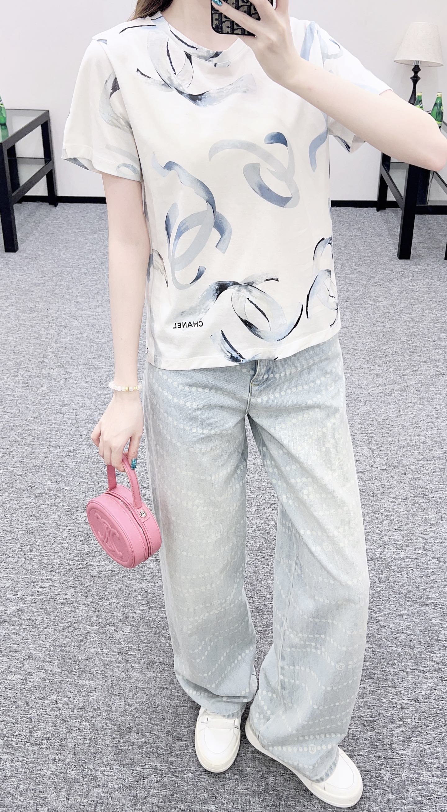 25fw new letter ribbon round neck T-shirt