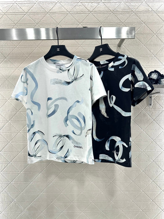 25fw new letter ribbon round neck T-shirt