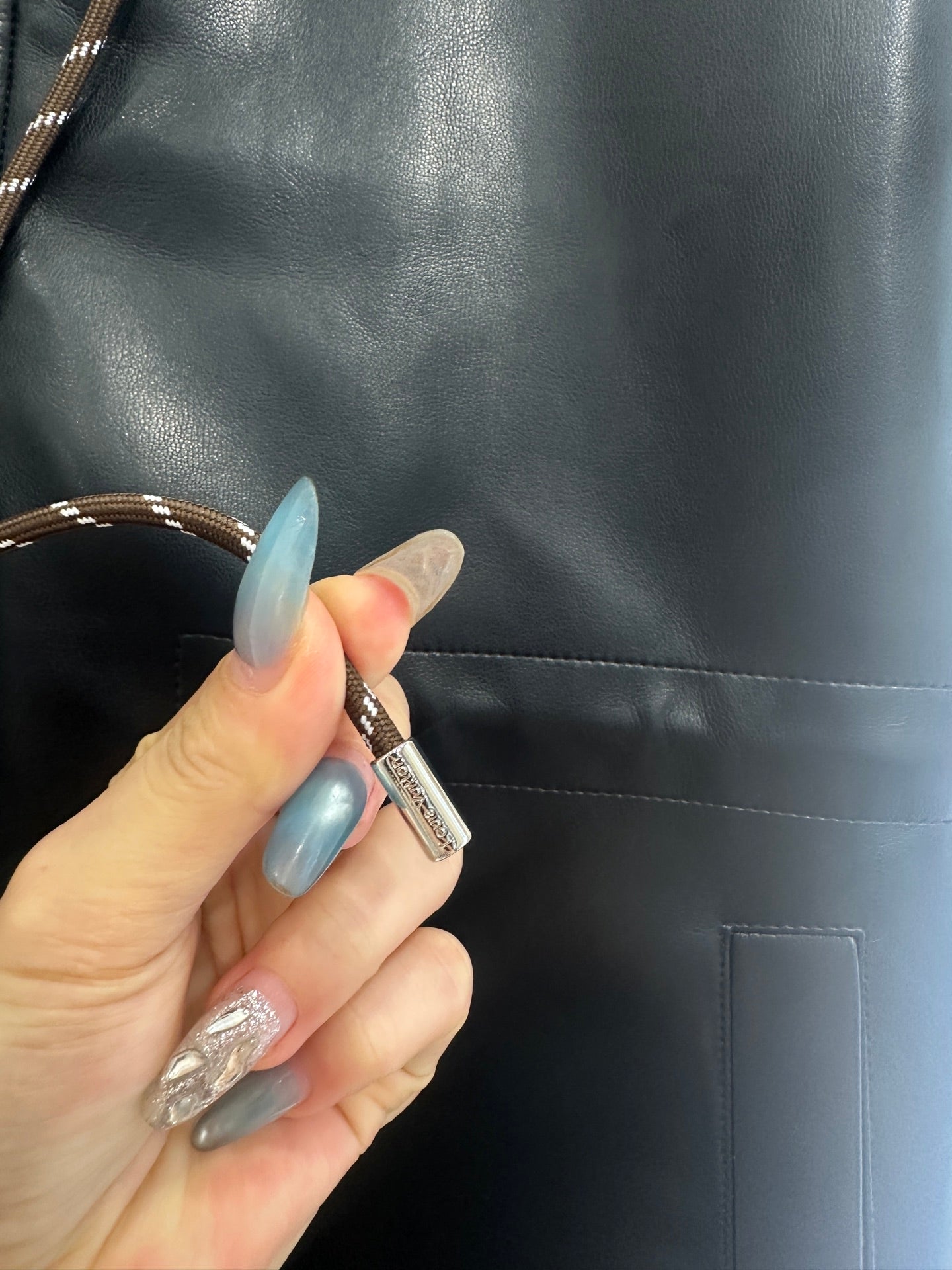 25fw new washed leather hooded mid-length coat