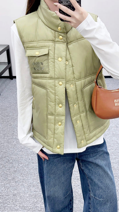 25fw new stand collar cotton vest