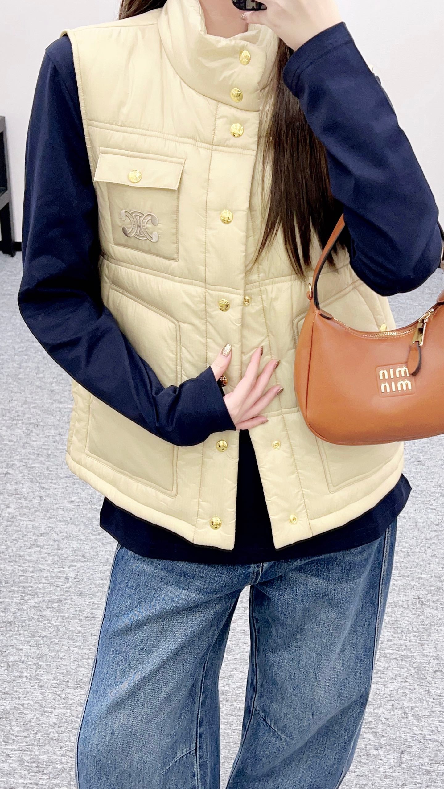 25fw new stand collar cotton vest