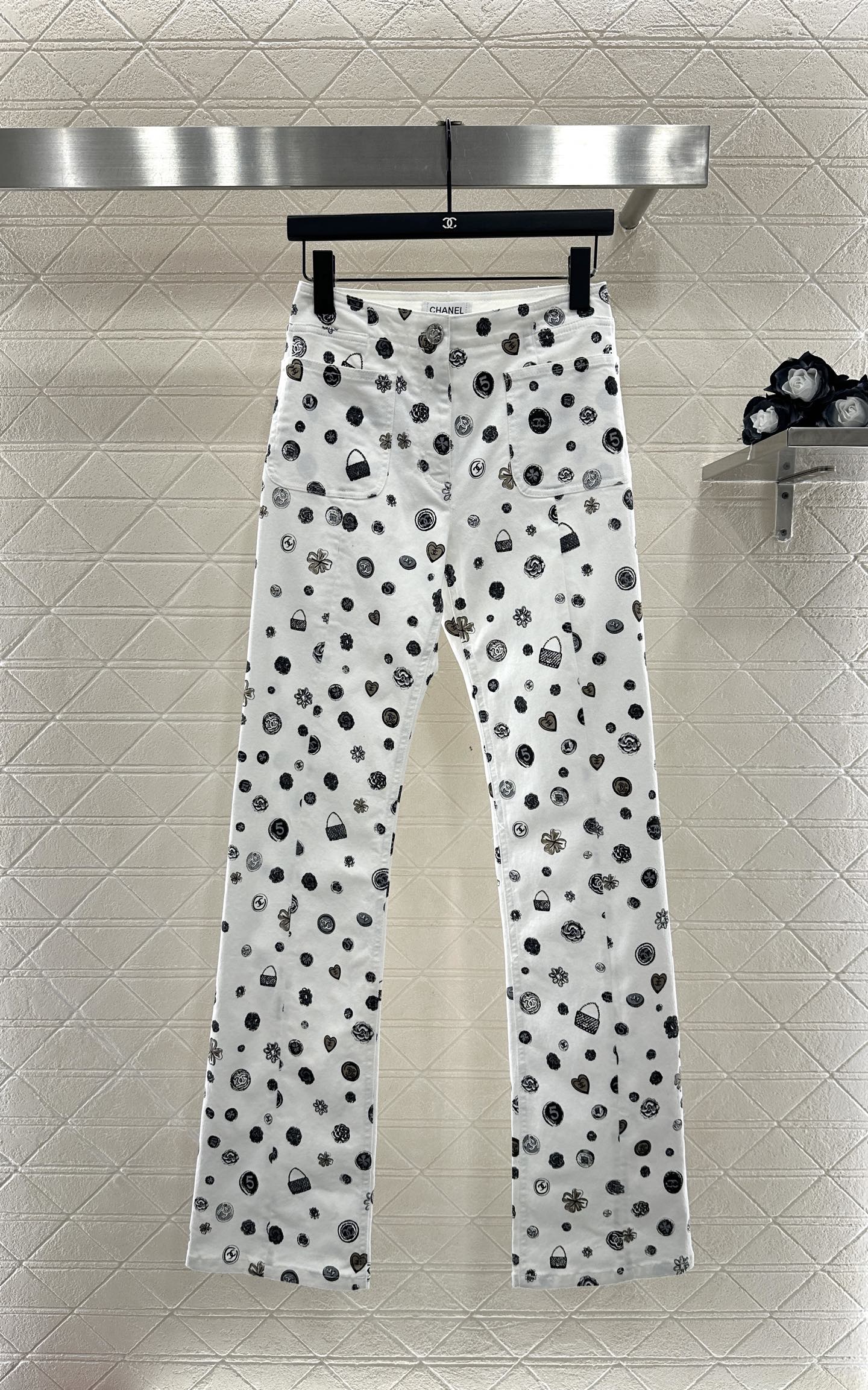 25fw new printed slim-fit trousers