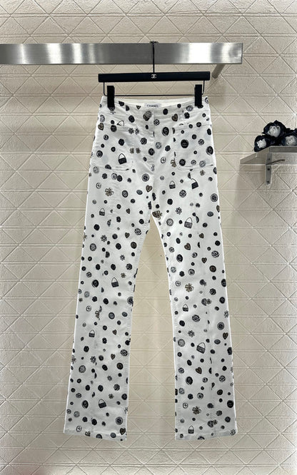 25fw new printed slim-fit trousers